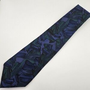 J. Garcia Tie Necktie Red Room Collection Six 100% Silk Abstract Blue Green